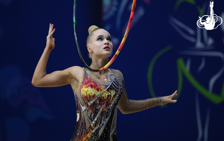 Maria Sokolova during an exercise with hoop