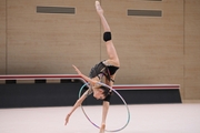 Anna Vakulenko during an exercise with a hoop at a control training session