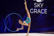 Gymnast during an exercise with a hoop