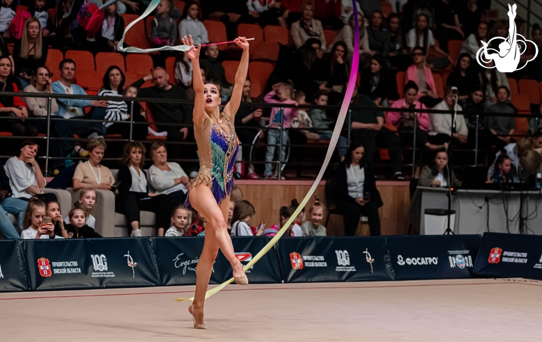 Arina Tkachuk (Russia) during the ribbon exercise