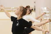 Elvira Belyaeva at the barre in choreography class