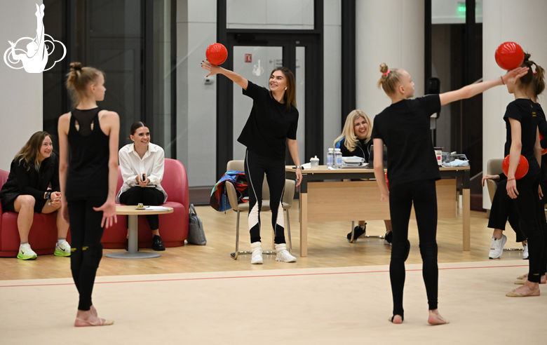 Alina Kabaeva worked with the gymnasts on their routines ahead of the start of the season
