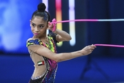 Lamia Tariq Mallallah during an exercise with a jump rope