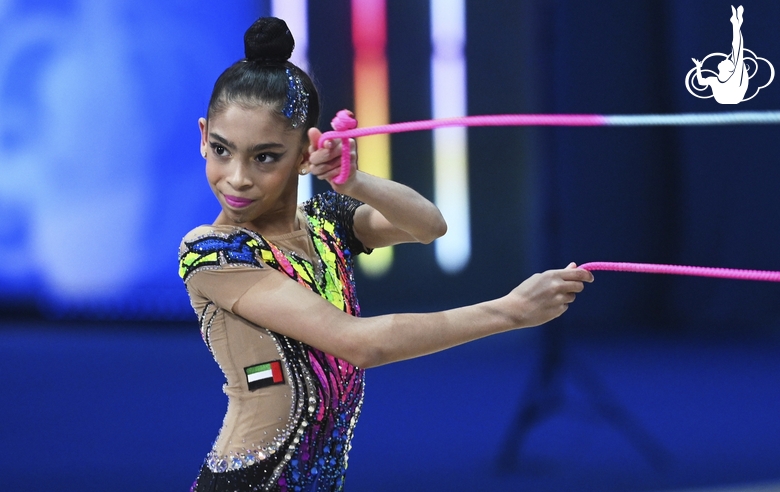 Lamia Tariq Mallallah during an exercise with a jump rope