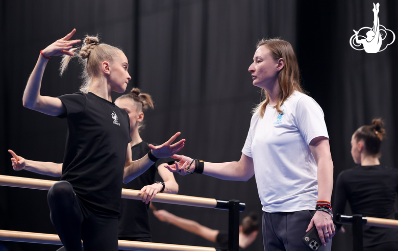Academy group team and coach Elena Egorova during choreography