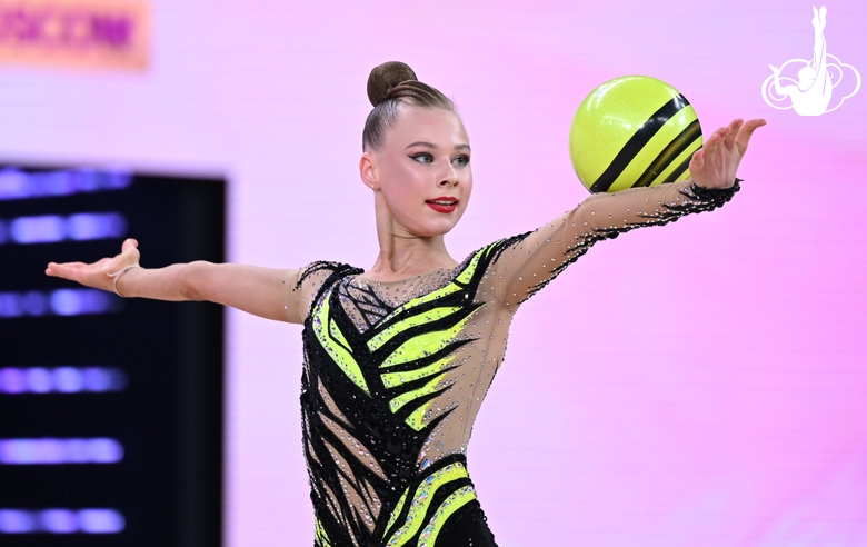 Ksenia Salii during an exercise with a ball