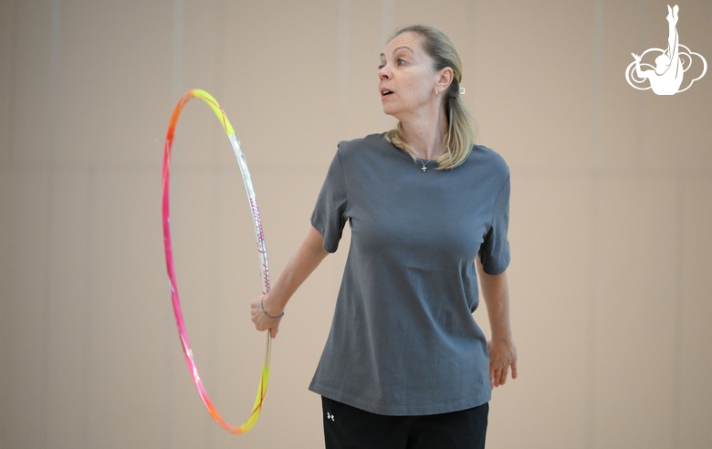 Coach Oksana Skaldina during the recovery camp at the Academy