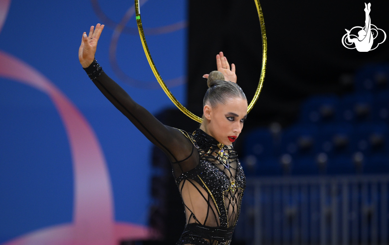 Vladislava Sharonova during an exercise with a hoop