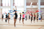 Gymnasts during practice at the training camp in the Academy