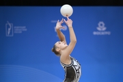 Natalia Usova during an exercise with a ball