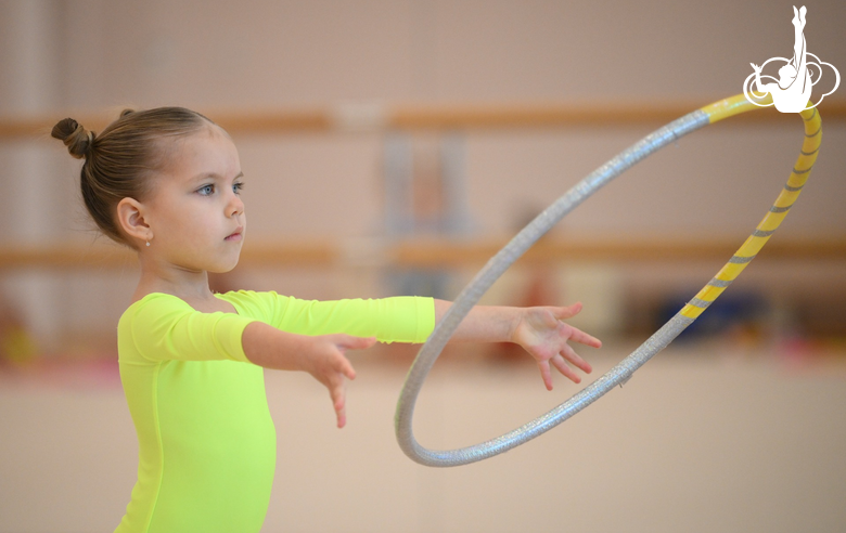 A young gymnast during the qualifying rounds