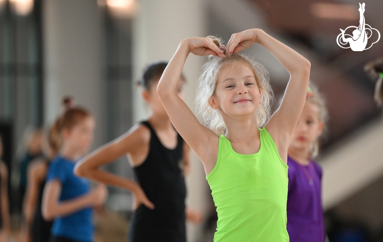 A gymnast during a class at the training camp in the Academy