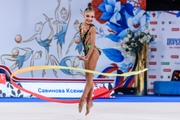 Ksenia Savinova during an exercise with a ribbon