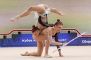 Gymnasts during an exercise with hoops