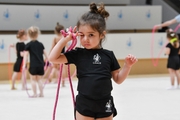 Young gymnast during training