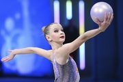 Alexandra Borisova during an exercise with a ball