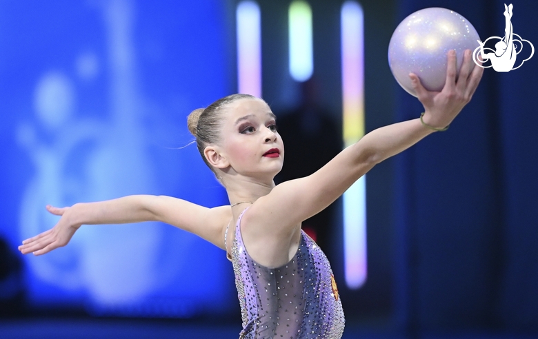 Alexandra Borisova during an exercise with a ball