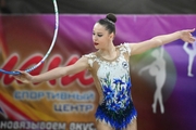 Gymnast during an exercise with a hoop