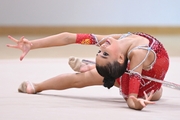 Gymnast during an exercise with a hoop