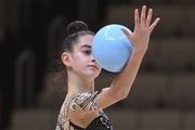 Anna Vakulenko during an exercise with a ball during a control training session