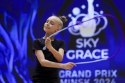 Sofia Smirnova during the exercise with a jump rope  at floor testing