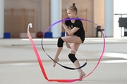 Kristina Voitenko during an exercise with a ribbon