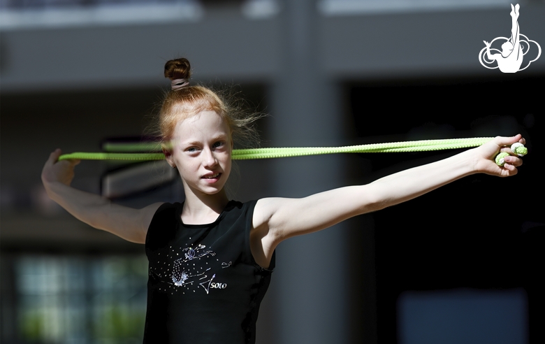 Olga Chernykh during an exercise with a jump rope