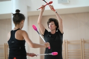 Choreographer Irina Zenovka and Karolina Tarasova during the training session