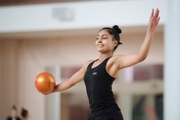 Gymnast Kimaya Karle during training