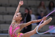 Valeria Medvedeva during an exercise with a hoop