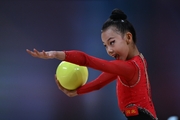 Li Qiannuo during the ball exercise