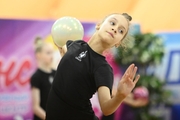 Miroslava Monina during an exercise with a ball  at floor testing