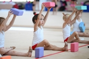 Young gymnasts during the training session