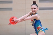 Gymnast during an exercise with a ball