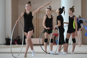 Gymnasts from Belgorod during an exercise with hoops