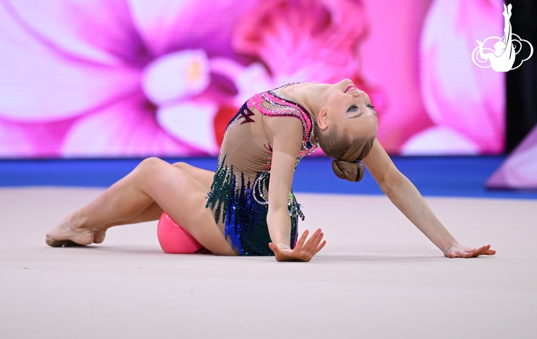 Sofia Lantsova during an exercise with a ball