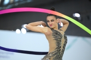 Arina Tkachuk during exercise with ribbon