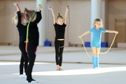 Young gymnasts during the workout