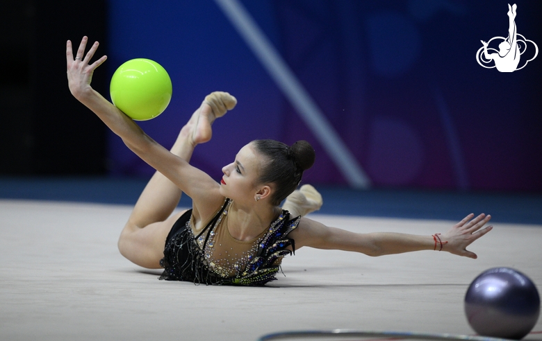 Daria Verenich during after an exercise with ball