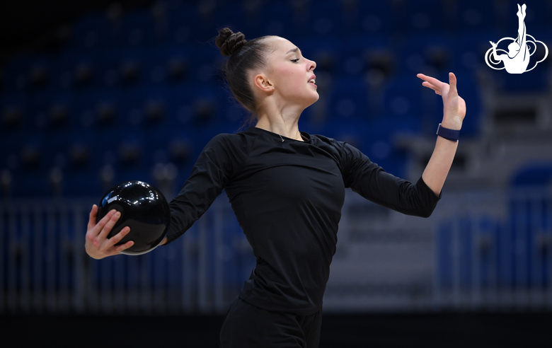 Mariia Borisova during podium training