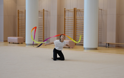 Practicing the back pirouette with the Olympic champion