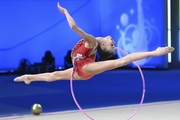 Uliana Ianus during an exercise with a hoop