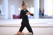 A gymnast during the hoop exercise