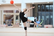 Kristina Voitenko during an exercise with a ball