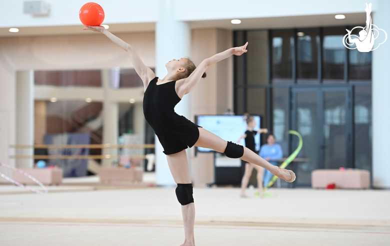 Kristina Voitenko during an exercise with a ball