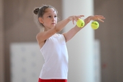 A gymnast during the training session