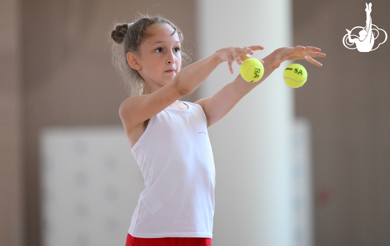 A gymnast during the training session