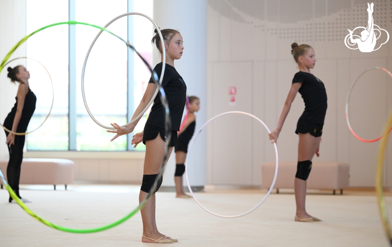 Gymnasts at a training session during the recovery camp at the Academy
