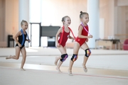 Young gymnasts during training