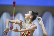 Mariia Borisova (Russia) doing an exercise with clubs